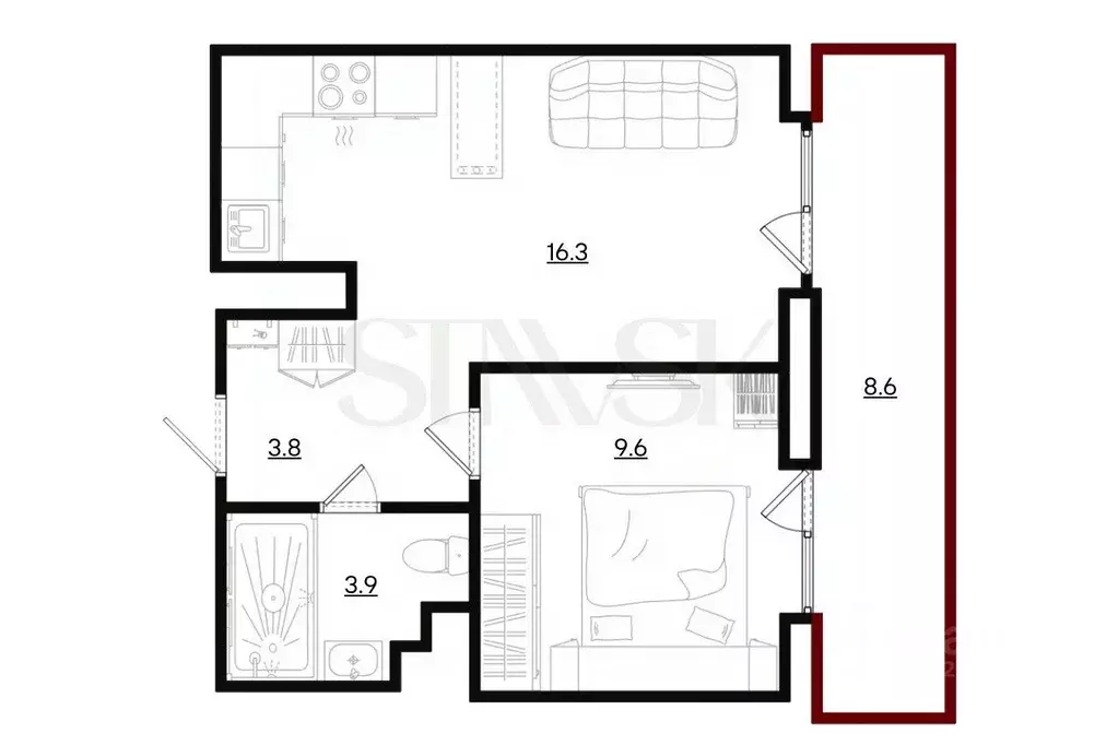 1-к кв. Санкт-Петербург ул. Плесецкая, 10 (33.6 м) - Фото 1