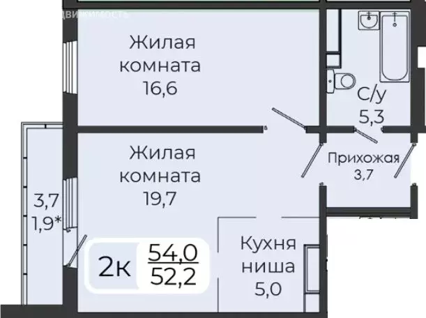 2-комнатная квартира: Красноярск, Норильская улица, 40 (54 м) - Фото 1