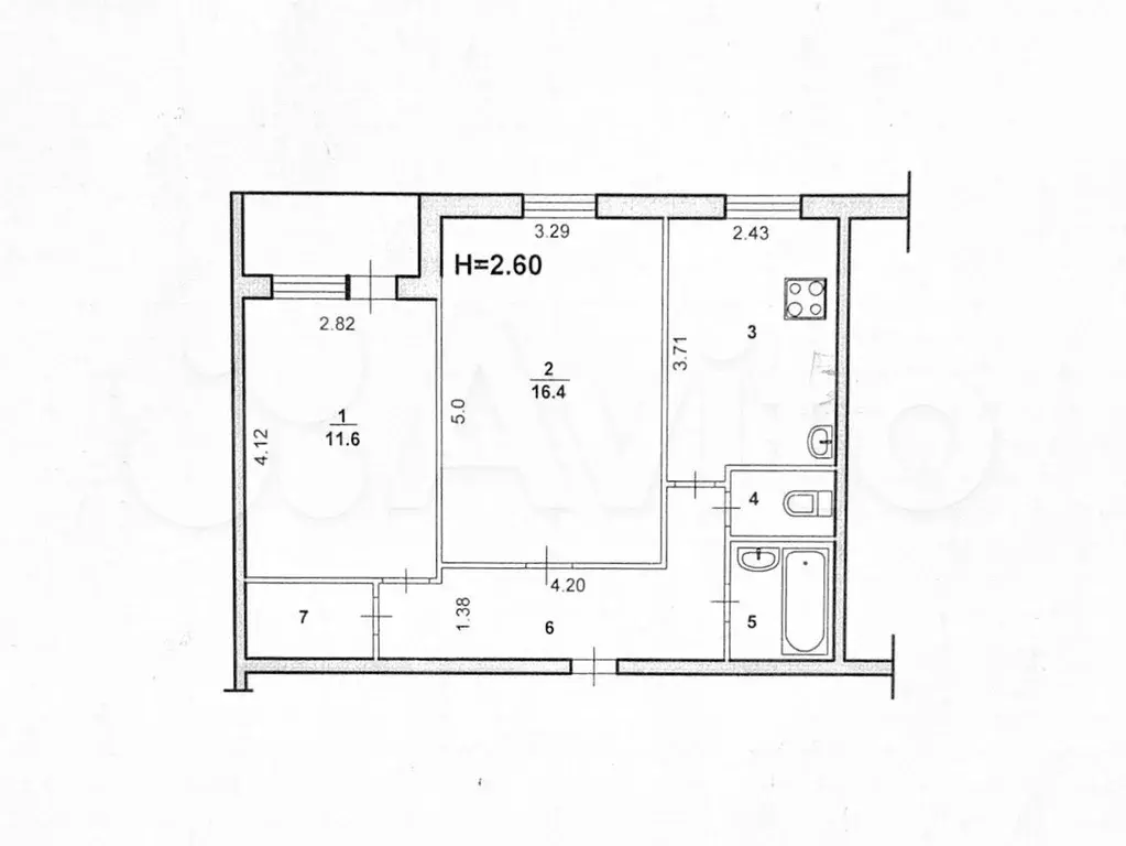 2-к. квартира, 50,7 м, 1/9 эт. - Фото 0