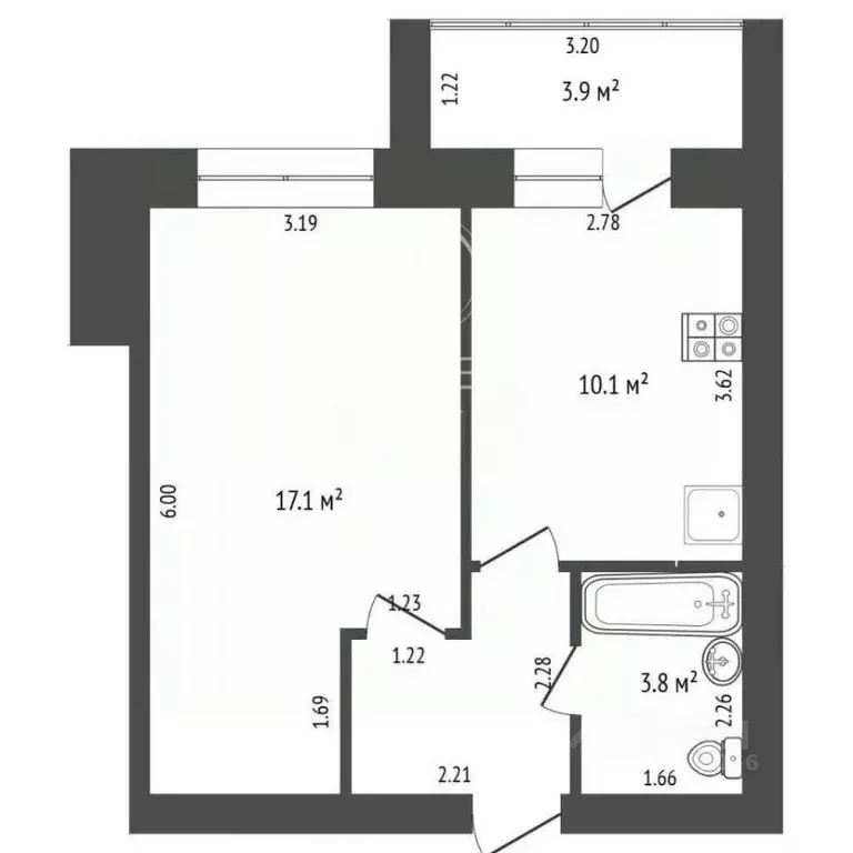 Квартира, 1 комната, 35.6 м - Фото 2