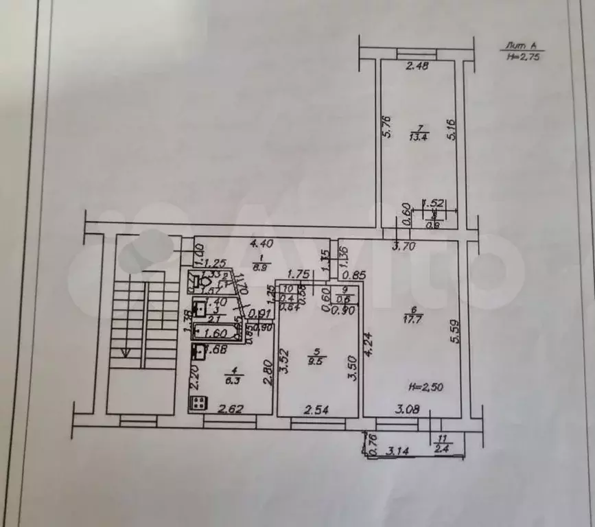 3-к. квартира, 62 м, 5/5 эт. - Фото 0
