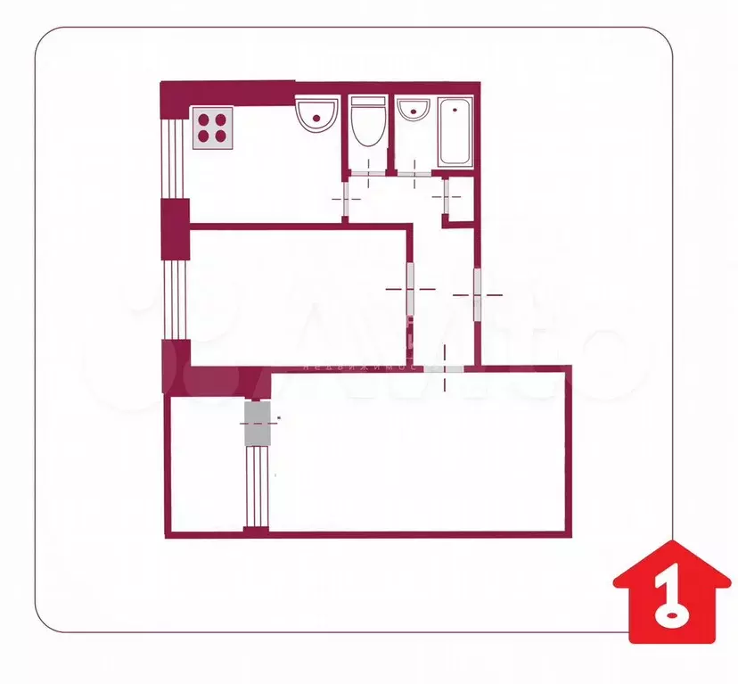 2-к. квартира, 43,5 м, 1/9 эт. - Фото 0