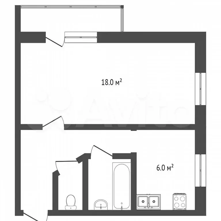 1-к. квартира, 31 м, 5/5 эт. - Фото 0