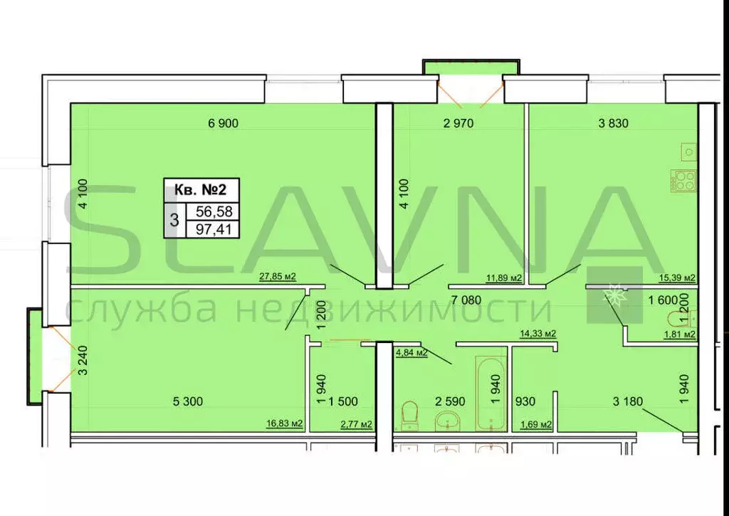 3-комнатная квартира: Кострома, улица Щемиловка, 13 (94.18 м) - Фото 0