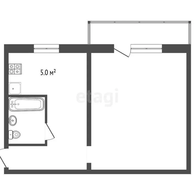 Квартира, 1 комната, 28.7 м - Фото 1