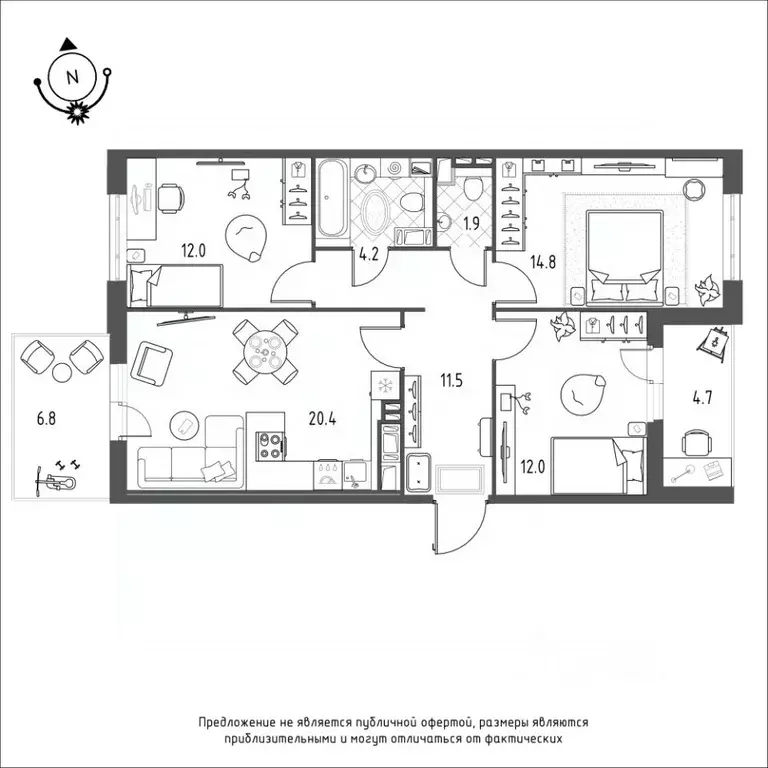 3-к кв. Омская область, Омск Зеленая река мкр, 12 (81.2 м) - Фото 0