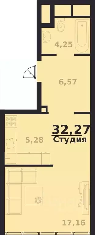 1-к кв. Ульяновская область, Ульяновск просп. Генерала Тюленева, 32к2 ... - Фото 0