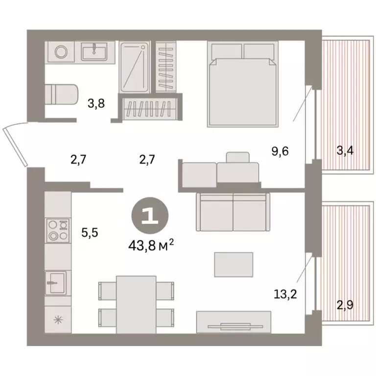 1-комнатная квартира: Екатеринбург, жилой район Сортировочный, ... - Фото 2