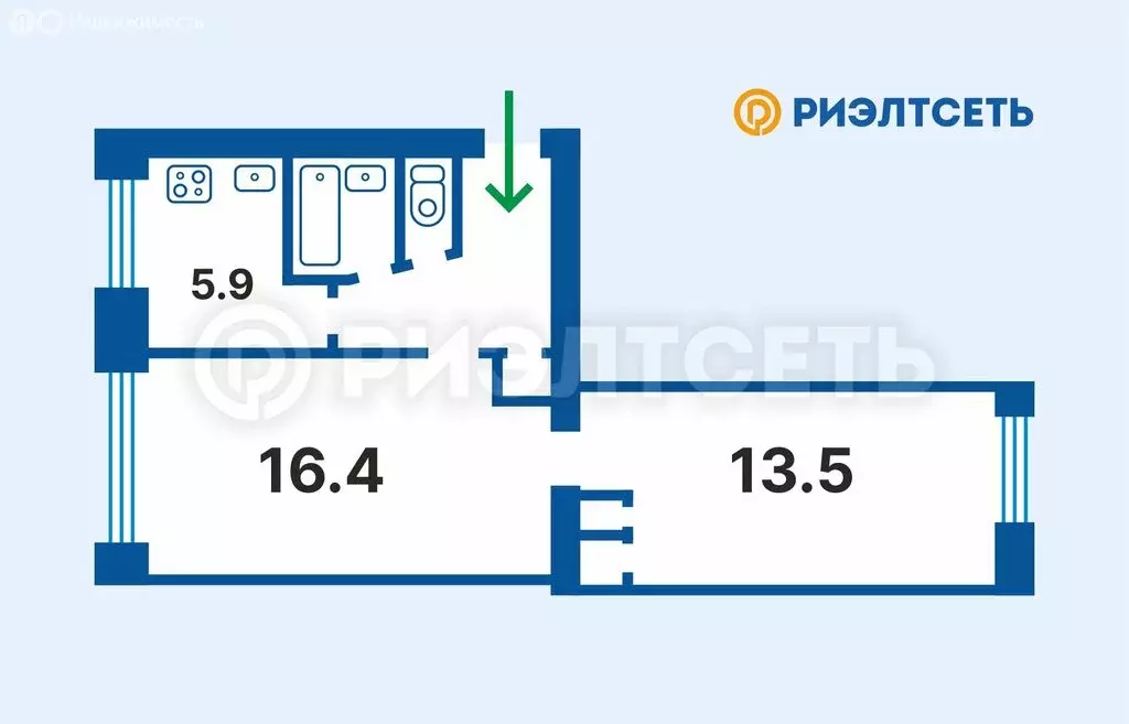 2-комнатная квартира: Кола, Советский проспект, 15 (45 м) - Фото 1