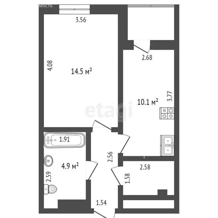 Квартира-студия: Тюмень, улица Менжинского, 60 (27.7 м) - Фото 0