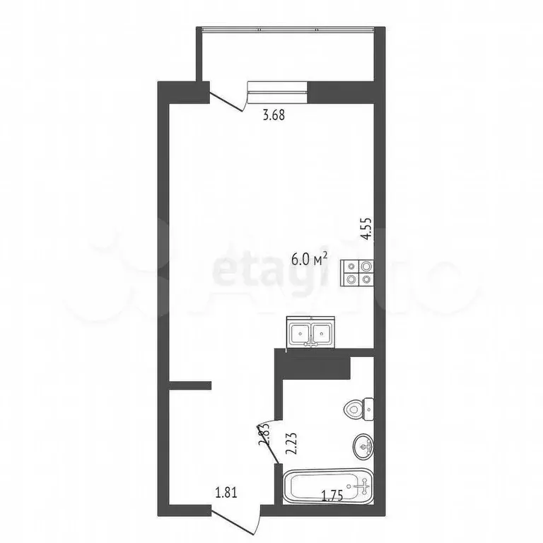 Квартира-студия, 25,8 м, 7/10 эт. - Фото 0