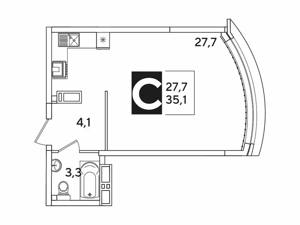 Квартира-студия: Краснодар, ул. Западный Обход (35.1 м) - Фото 1