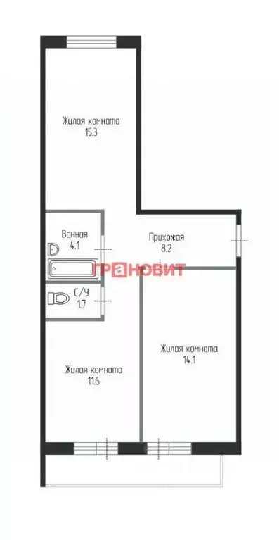 3-к кв. Новосибирская область, Новосибирск ул. Петухова, 162 (59.1 м) - Фото 1