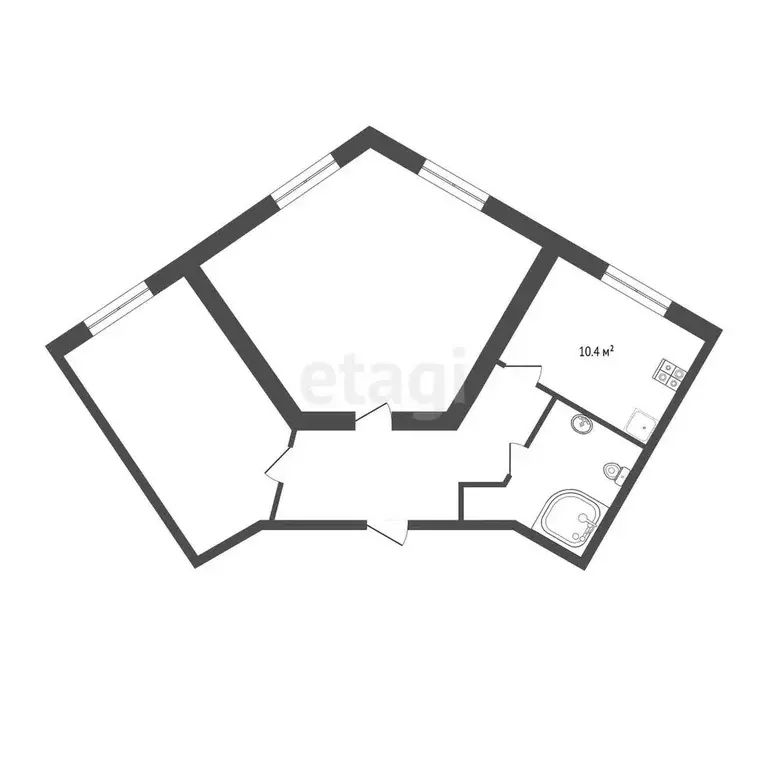 Квартира, 2 комнаты, 74.9 м - Фото 0