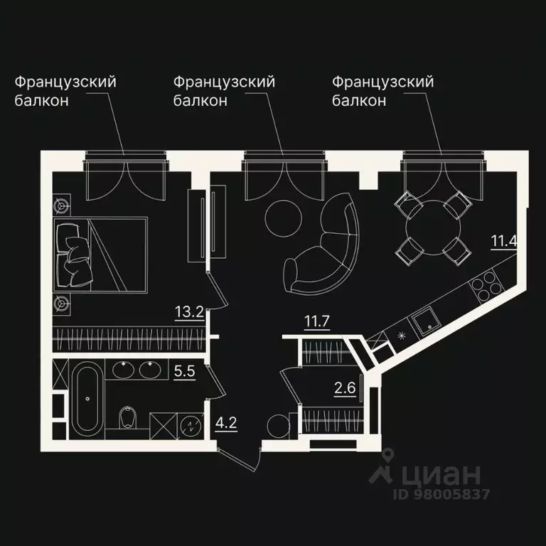 2-к кв. Тюменская область, Тюмень ул. Щербакова, 2к3 (48.52 м) - Фото 0