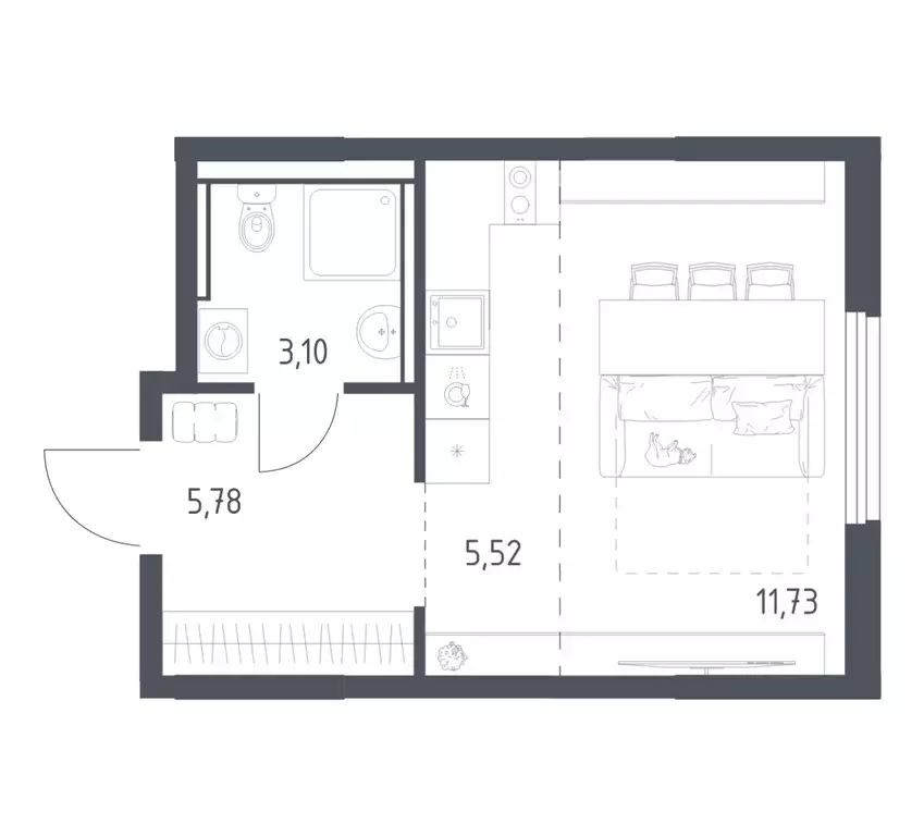 Квартира-студия: посёлок городского типа Мисайлово, микрорайон ... - Фото 1