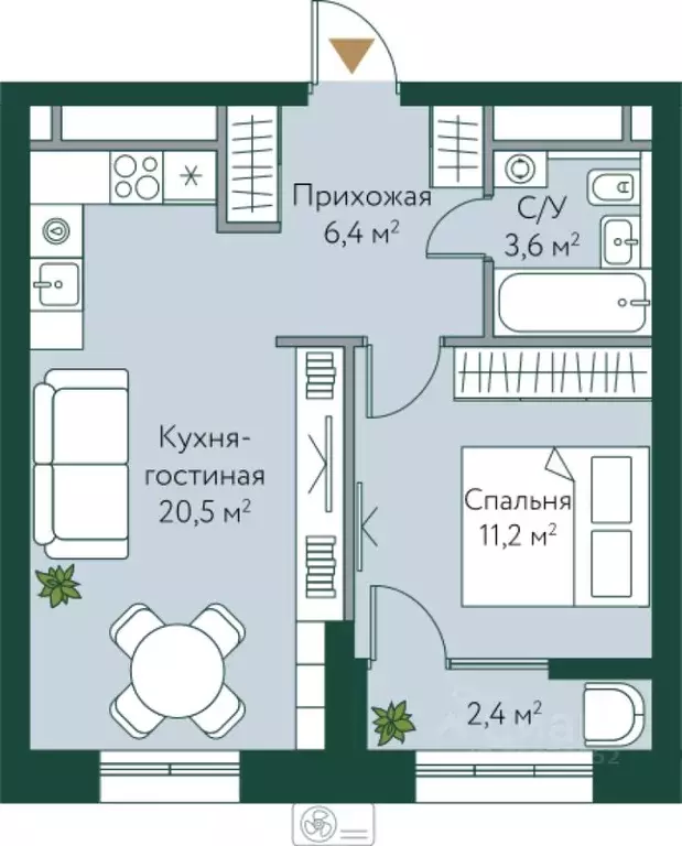 1-к кв. Волгоградская область, Волгоград Новосибирская ул., 74 (44.1 ... - Фото 1