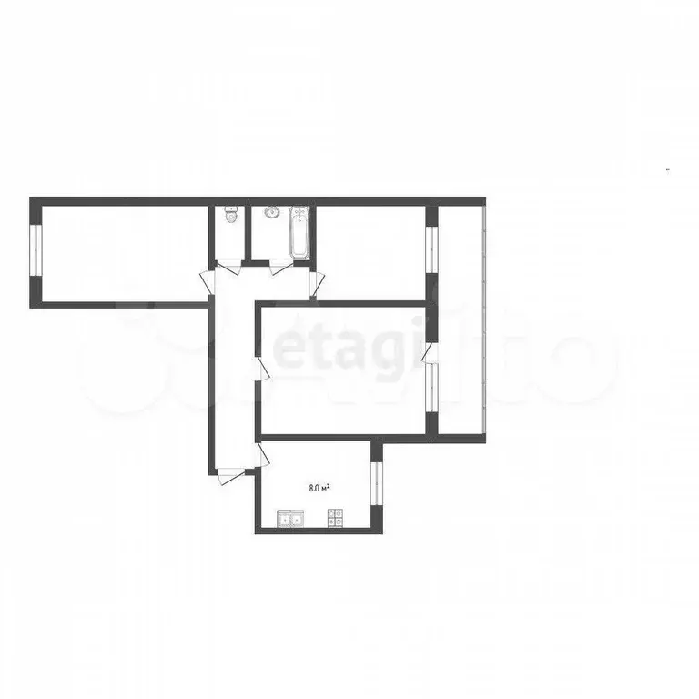 3-к. квартира, 65 м, 2/9 эт. - Фото 0