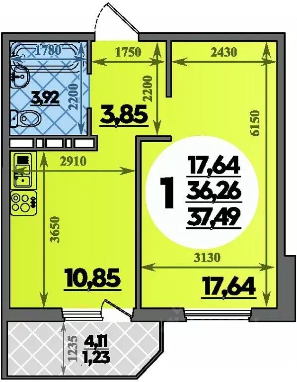 1-к кв. Краснодарский край, Краснодар пос. Березовый, ул. Имени ... - Фото 1