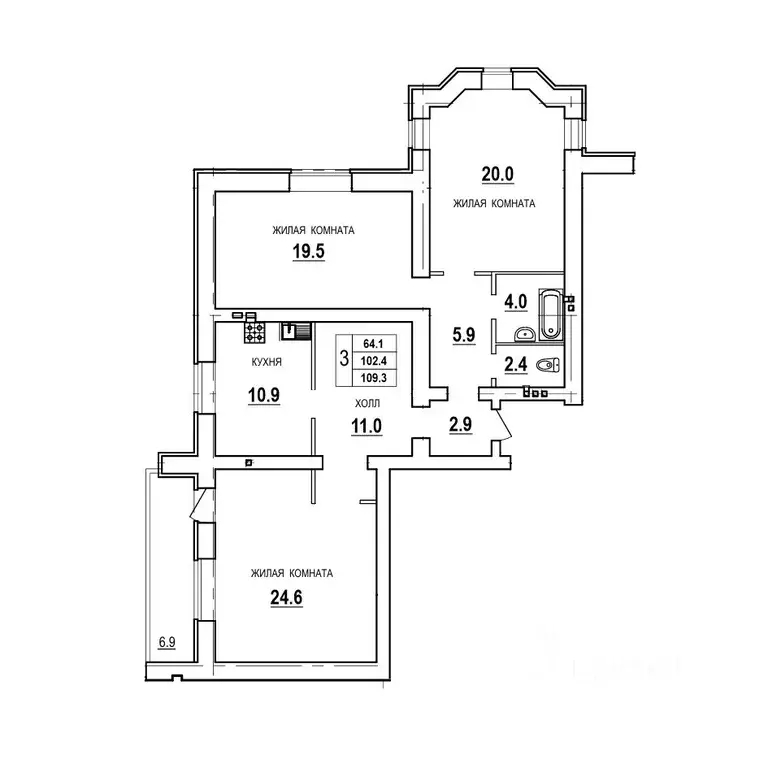 3-к кв. Саратовская область, Саратов 5-й кв-л,  (109.0 м) - Фото 1