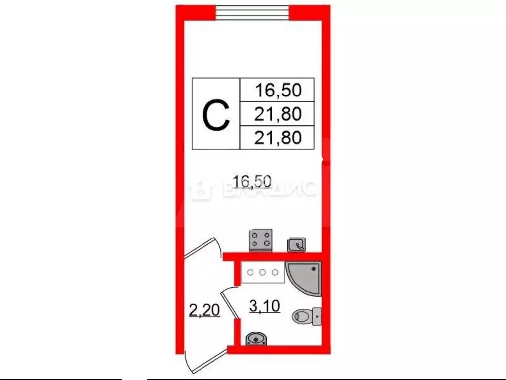 Квартира-студия: Санкт-Петербург, Муринская дорога, 29 (21.8 м) - Фото 0