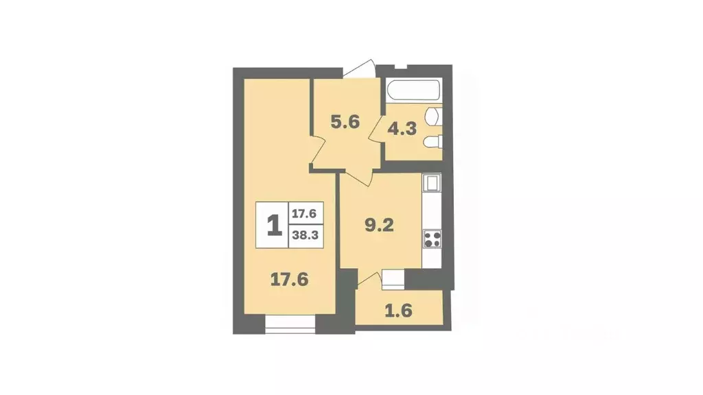 1-к кв. Башкортостан, Уфа Дагестанская ул., лит11 (38.3 м) - Фото 1