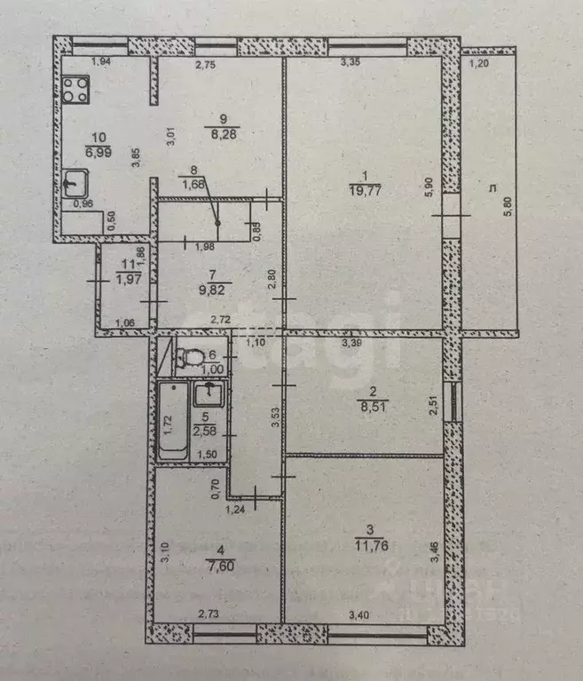 4-к кв. Ульяновская область, Ульяновск Отрадная ул., 76 (80.0 м) - Фото 2
