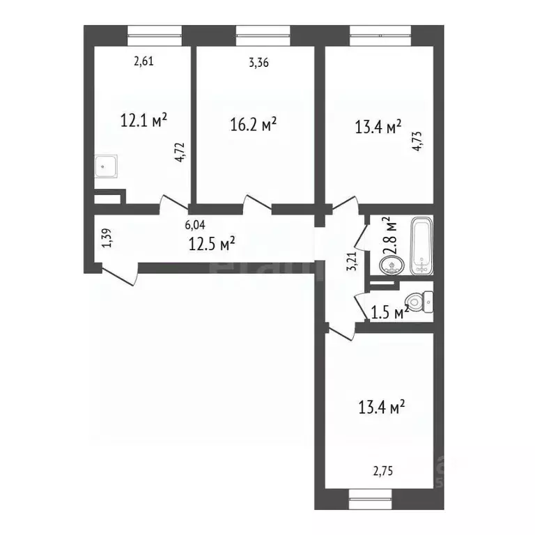 3-к кв. Иркутская область, Иркутск ул. Баумана, 241 (71.9 м) - Фото 2