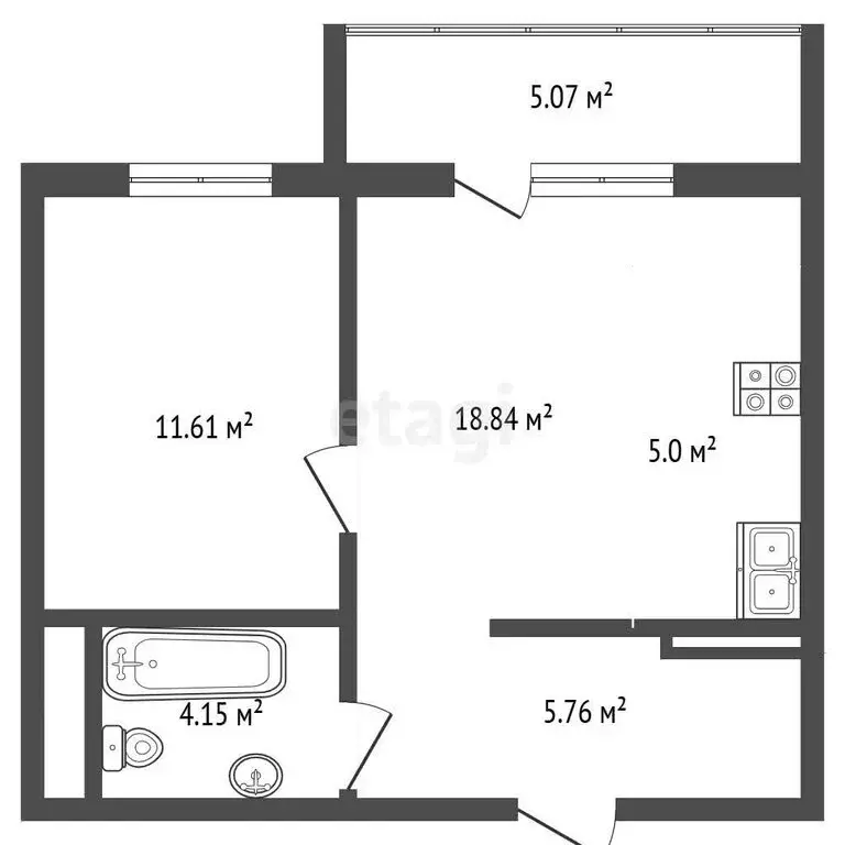 2-комнатная квартира: Миасс, проспект Макеева, 84 (40.5 м) - Фото 1