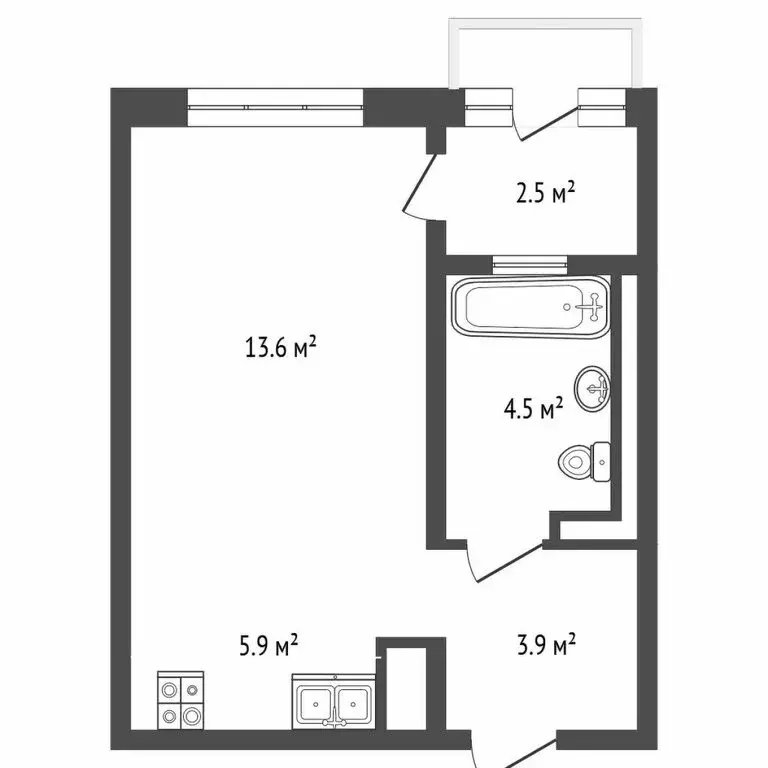 Квартира-студия: село Ембаево, Бульварная улица, 7 (31.7 м) - Фото 1