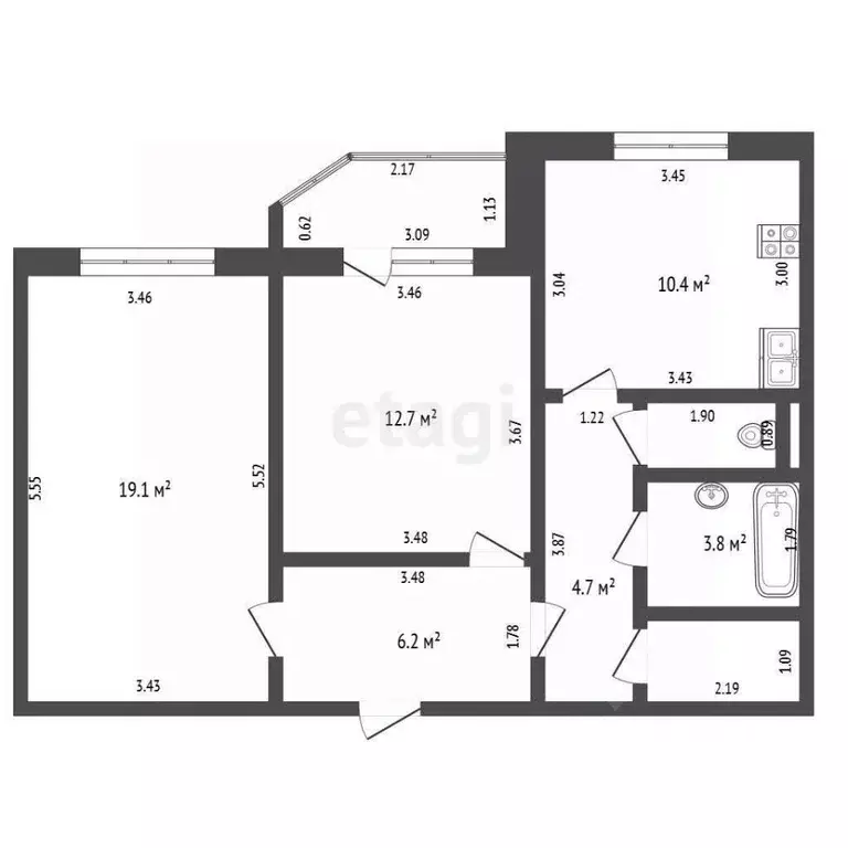 2-к кв. Орловская область, Орел бул. Молодежи, 14 (61.0 м) - Фото 0