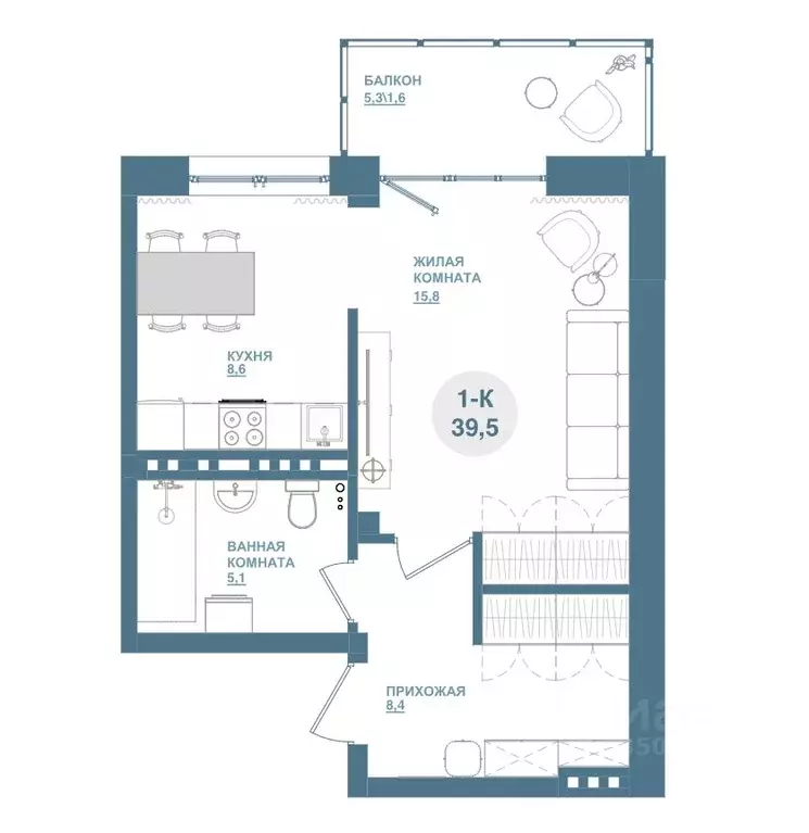 1-к кв. Красноярский край, Красноярск Свердловская ул., 6Е (39.5 м) - Фото 0