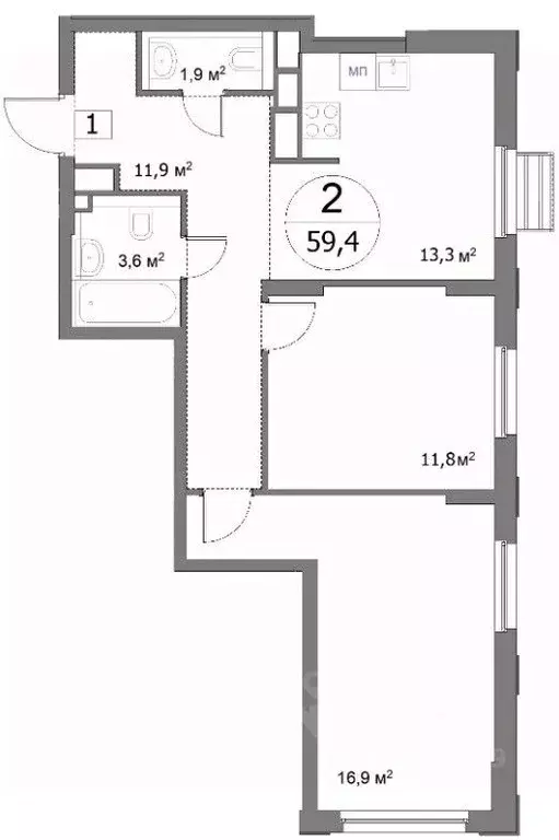 2-к кв. Нижегородская область, Нижний Новгород ул. Сергея Акимова, 50 ... - Фото 1