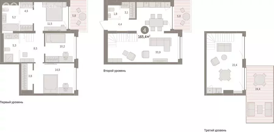 4-комнатная квартира: Тюмень, ЖК Дом у Озера (165.41 м) - Фото 1