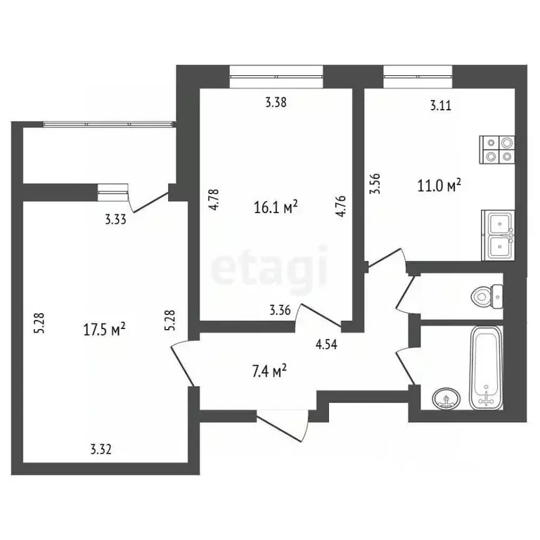 2-к кв. Москва Варшавское ш., 100к1 (56.0 м) - Фото 2
