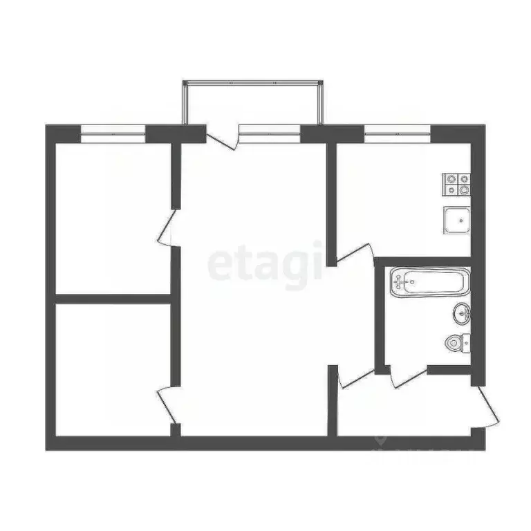 2-к кв. Тульская область, Узловая 50 лет Октября кв-л, 14 (45.0 м) - Фото 1