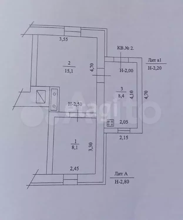 2-к. квартира, 31,6 м, 1/1 эт. - Фото 0