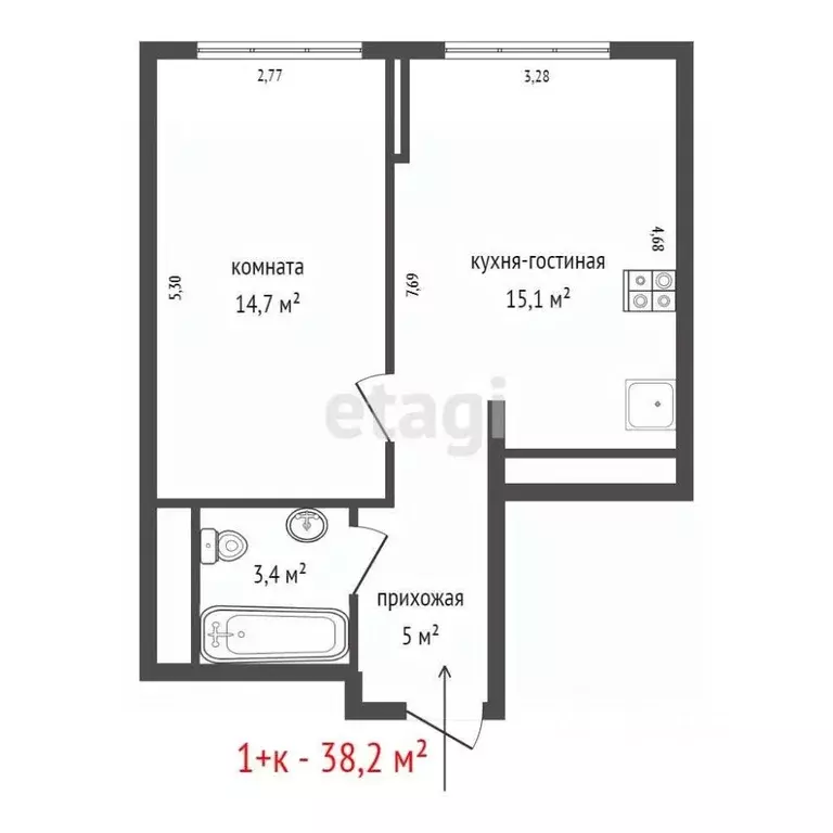 1-к кв. Свердловская область, Екатеринбург ул. Онежская, 4 (38.2 м) - Фото 1