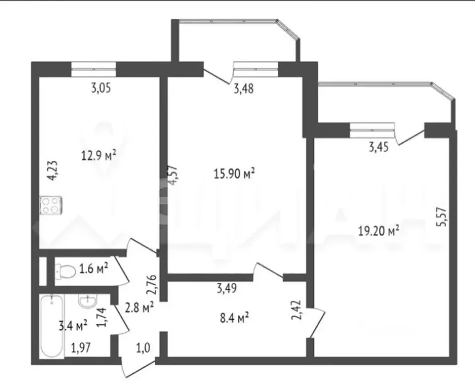 2-к кв. Самарская область, Тольятти ул. Матросова, 20 (68.0 м) - Фото 1