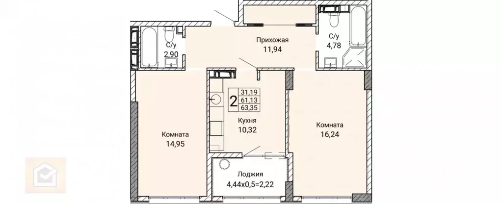 2-к кв. Севастополь ул. Братьев Манганари, 28 (63.35 м) - Фото 1