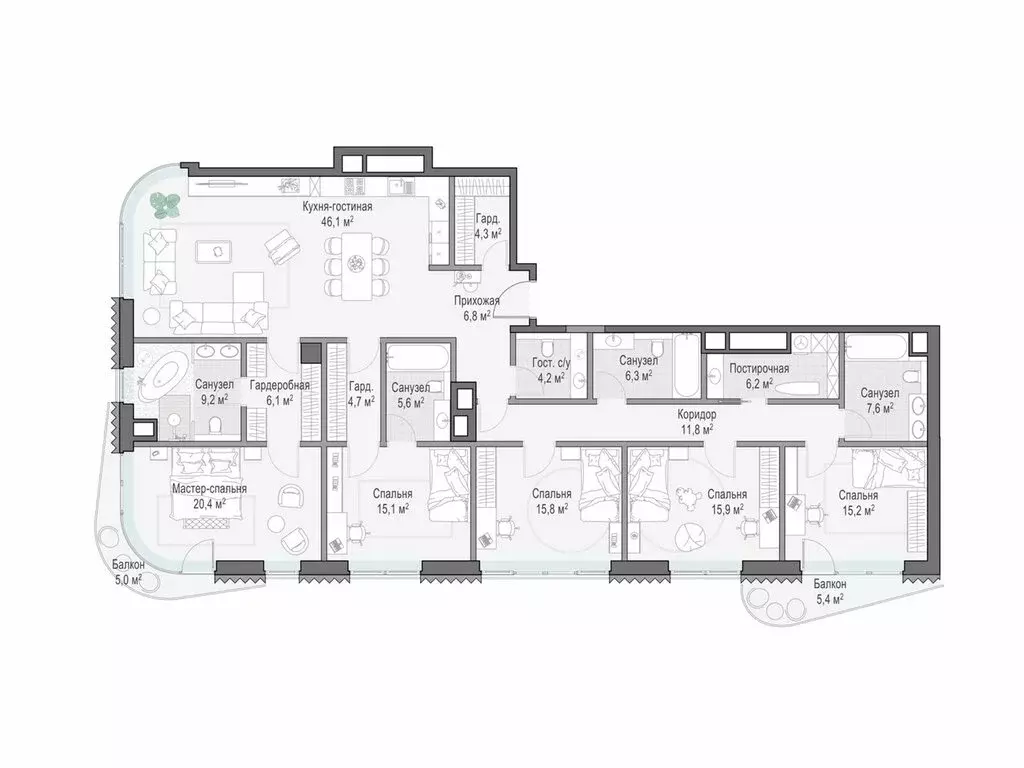 5-комнатная квартира: Москва, Большой Толмачёвский переулок, 5с1 ... - Фото 1