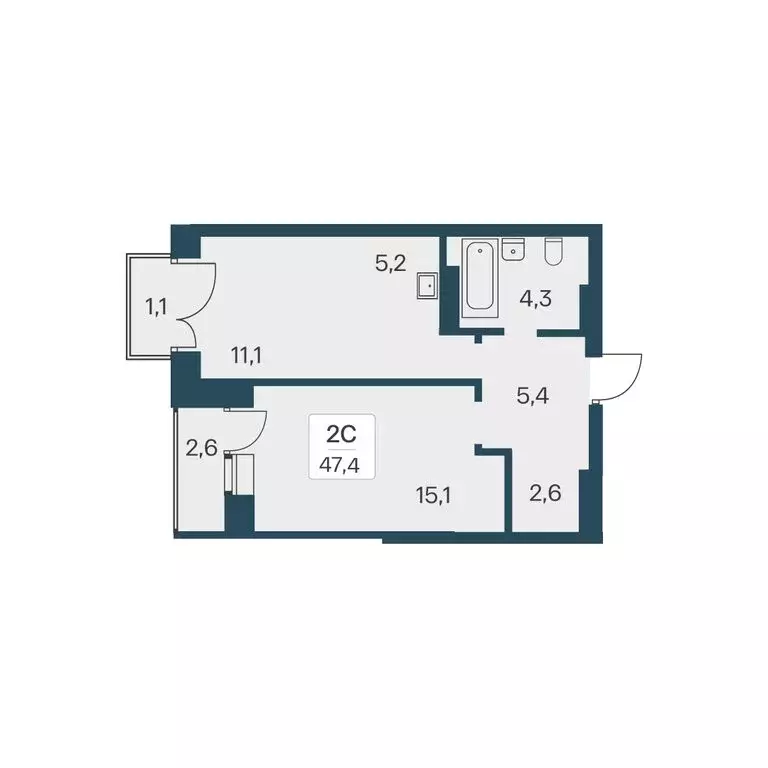 2-комнатная квартира: Новосибирск, ЖК Расцветай на Красном (47.4 м) - Фото 0