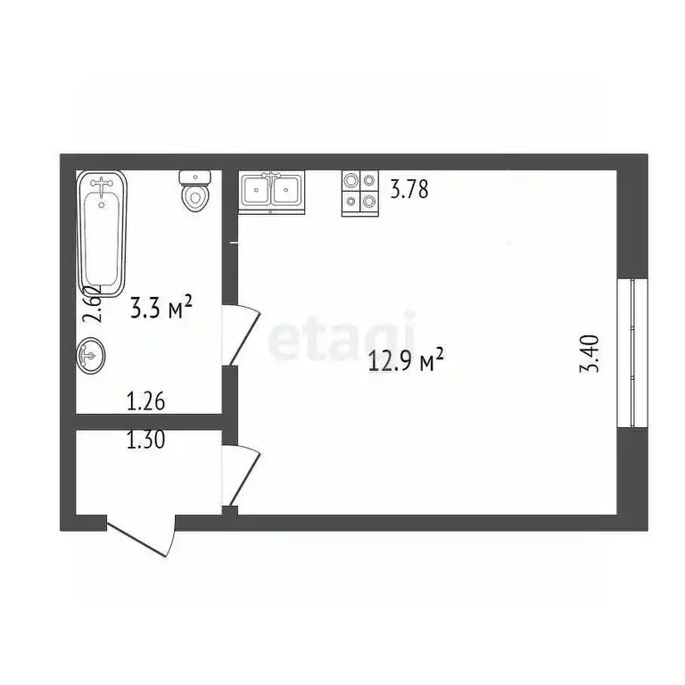 Комната Тюменская область, Тюмень ул. 50 лет Октября, 63а (12.9 м) - Фото 2