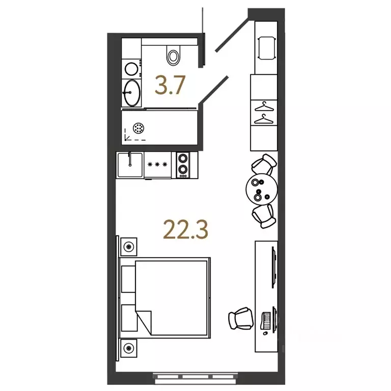 Студия Санкт-Петербург Ташкентская ул., 6к2 (26.0 м) - Фото 0