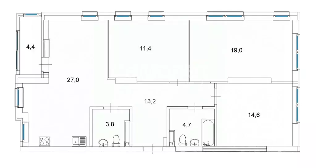 3-к кв. Свердловская область, Екатеринбург ул. Азина, 25 (98.5 м) - Фото 2