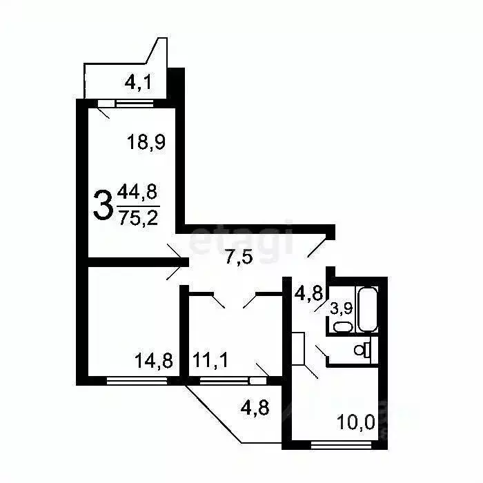 3-к кв. Москва Рождественская ул., 19к2 (76.6 м) - Фото 1