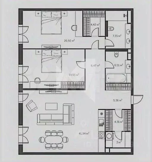 3-к. квартира, 120 м, 18/21 эт. - Фото 0
