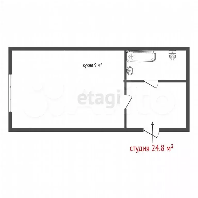Квартира-студия, 24,8 м, 22/25 эт. - Фото 0