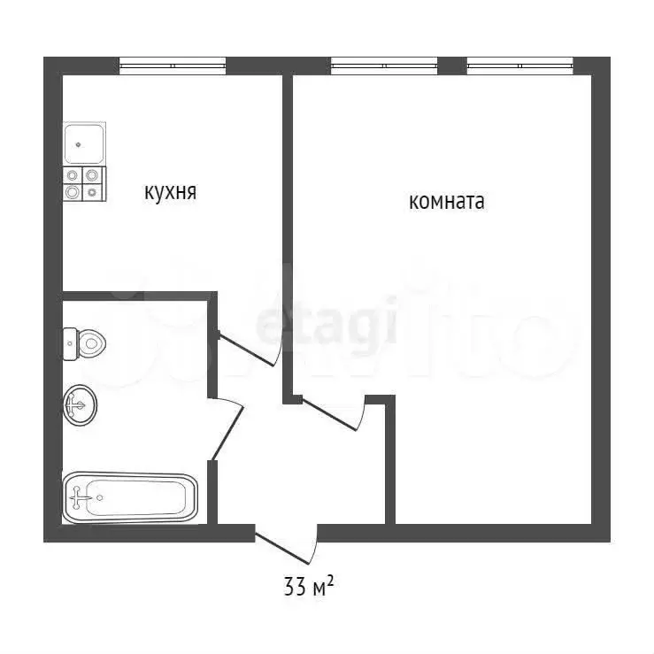 1-к. квартира, 33 м, 2/9 эт. - Фото 0