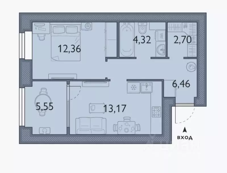 1-к кв. Брянская область, Брянский район, пос. Мичуринский, ... - Фото 1
